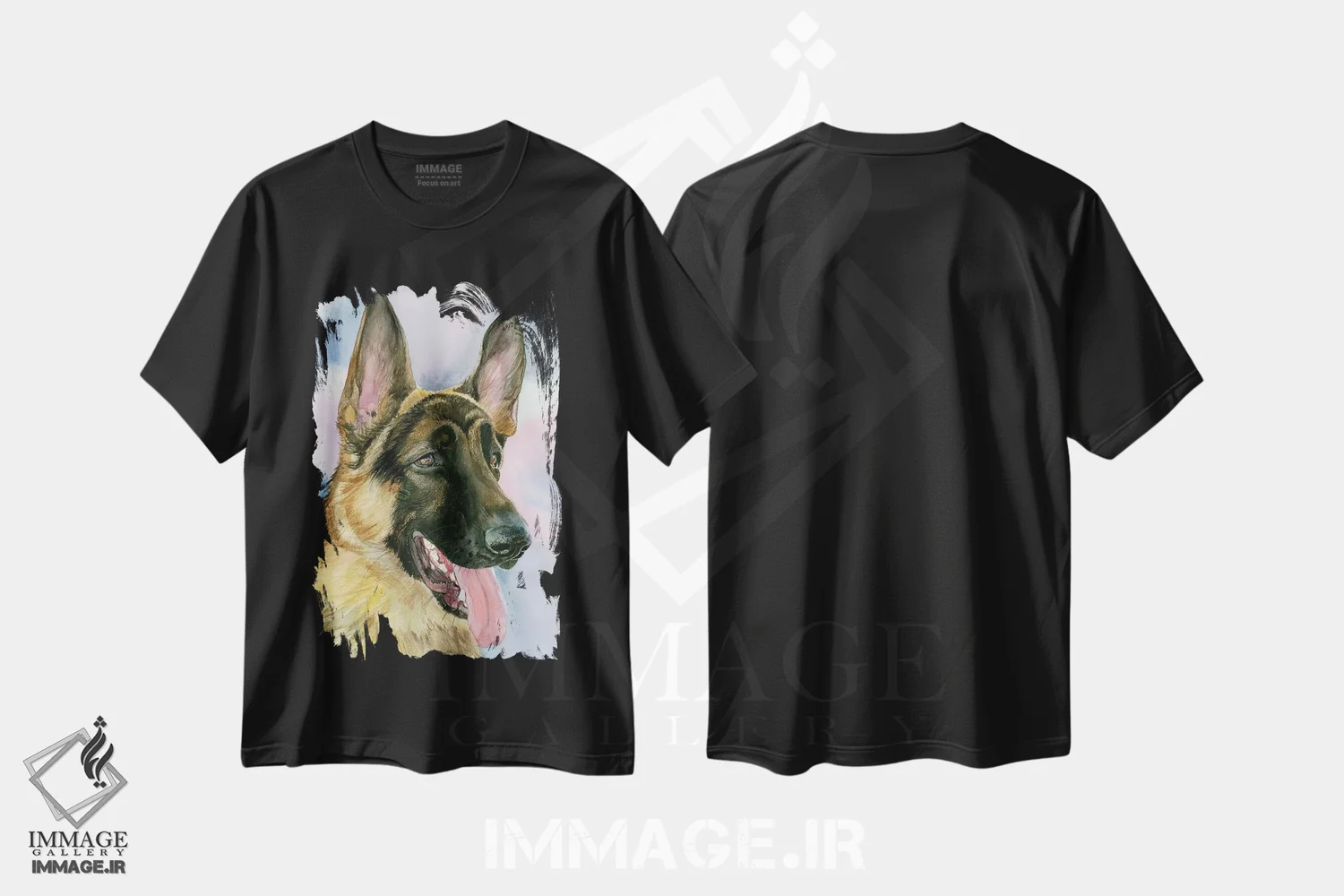 تیشرت مشکی طرح دار سگ مأمور مخفی، دکور معاصر اثر جودیت استاین | فروشگاه ایماژ