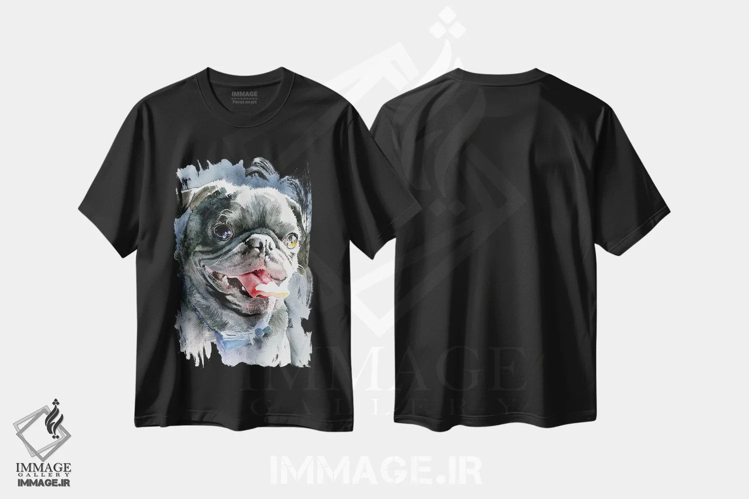 تیشرت مشکی طرح دار بعدازظهر سگ ها، هنر فاخر معاصر اثر جودیت استاین | فروشگاه ایماژ