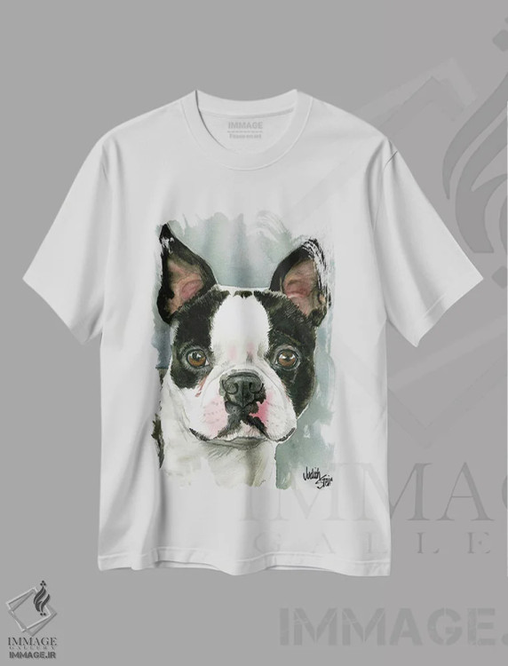 تیشرت سفید طرح دار آقای آمریکایی، هنر فاخر معاصر اثر جودیت استاین | فروشگاه ایماژ