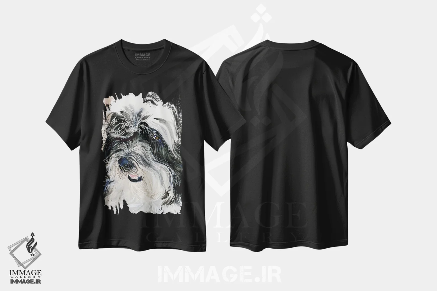 تیشرت مشکی طرح دار سگ ابریشمی هاوانا، هنر فاخر معاصر اثر جودیت استاین | فروشگاه ایماژ