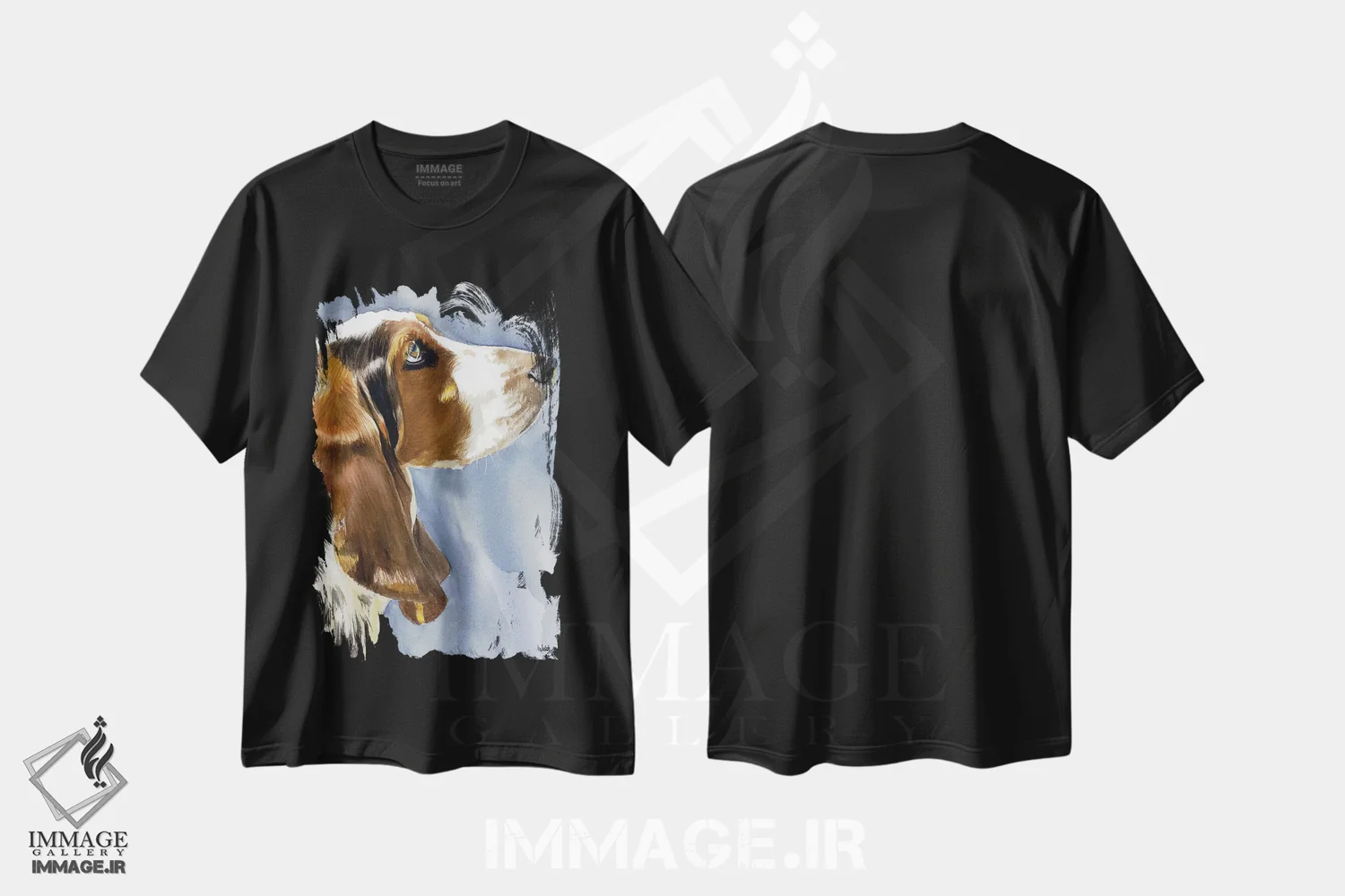 تیشرت مشکی طرح دار سگ آرام و بی صدا، هنر فاخر معاصر اثر جودیت استاین | فروشگاه ایماژ