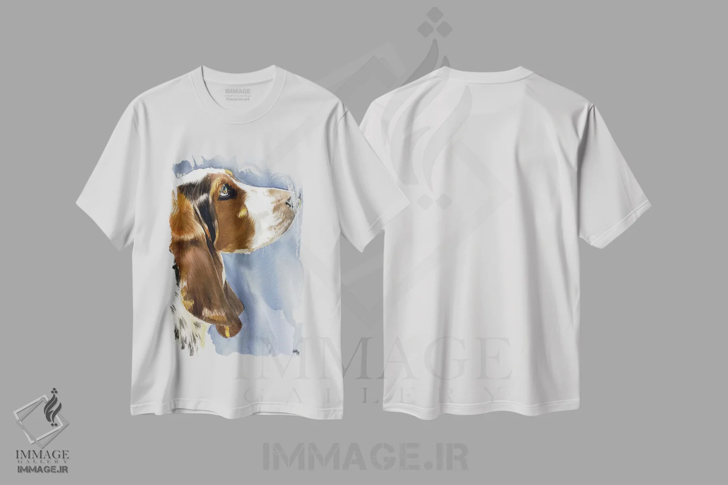 تیشرت سفید طرح دار سگ آرام و بی صدا، هنر فاخر معاصر اثر جودیت استاین | immage.ir
