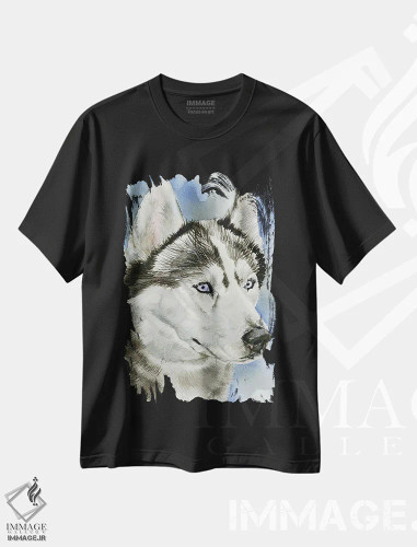 تیشرت مشکی طرح دار آبی یخی، هنر فاخر معاصر اثر جودیت استاین | فروشگاه ایماژ