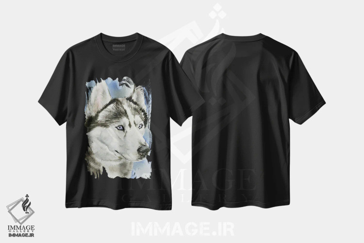 تیشرت مشکی طرح دار آبی یخی، هنر فاخر معاصر اثر جودیت استاین | فروشگاه ایماژ