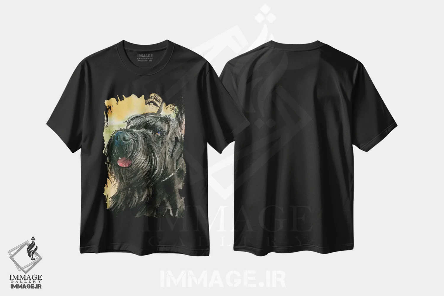 تیشرت مشکی طرح دار غول مهربان، هنر فاخر معاصر اثر جودیت استاین | فروشگاه ایماژ