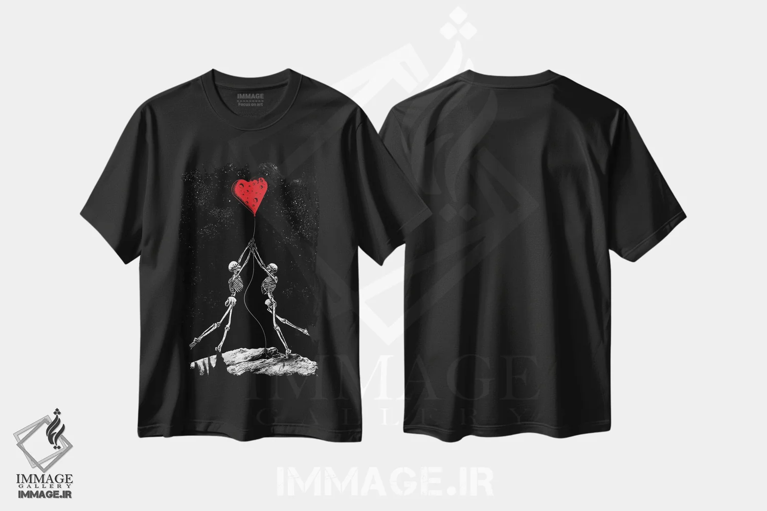 تیشرت مشکی طرح دار قلبی سرشار از عشق، دکوراسیون جایگزین اثر جنید مورتیمر | immage.ir