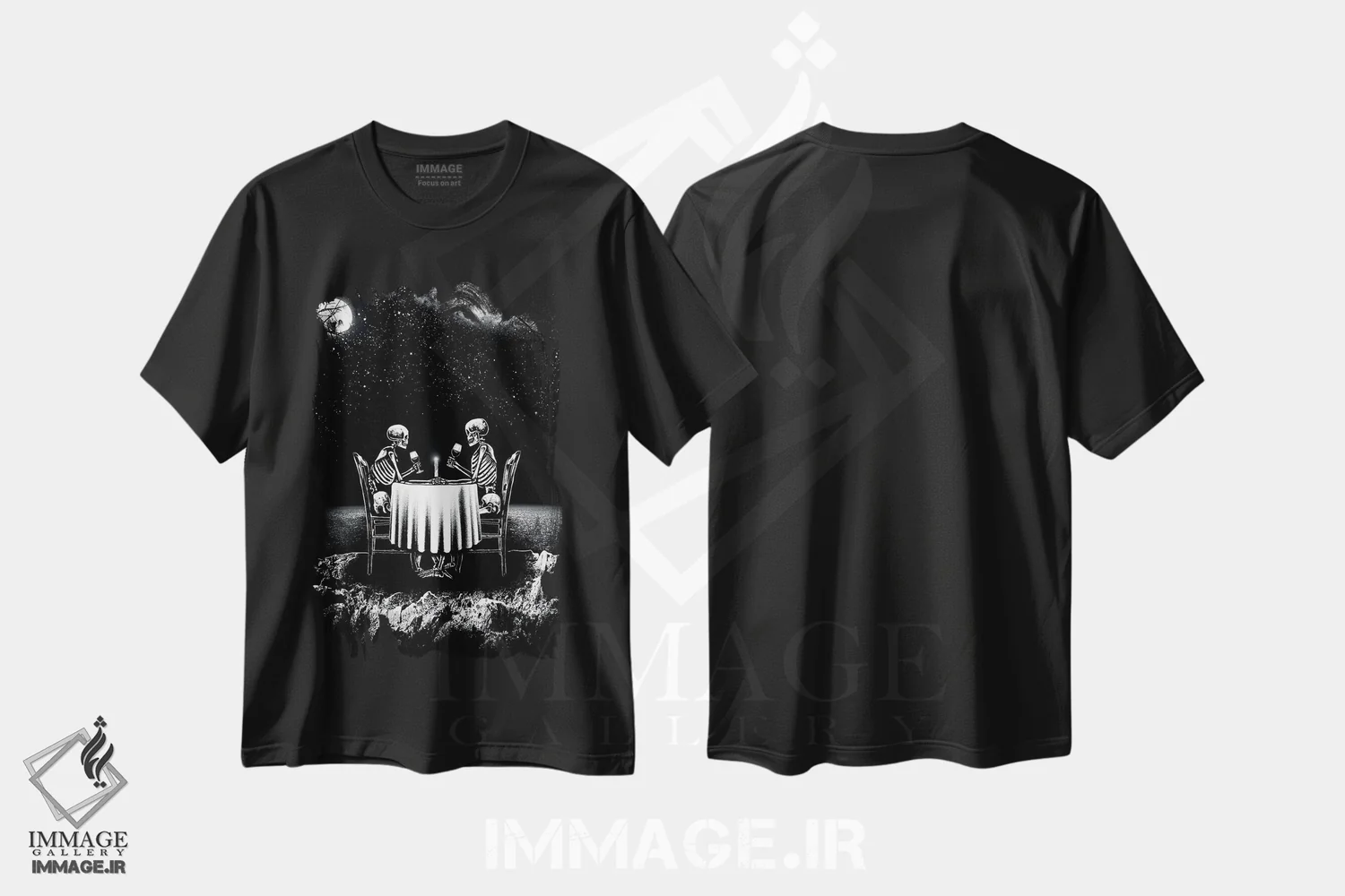 تیشرت مشکی طرح دار شام دونفره، دکوراسیون جایگزین اثر جنید مورتیمر | فروشگاه ایماژ