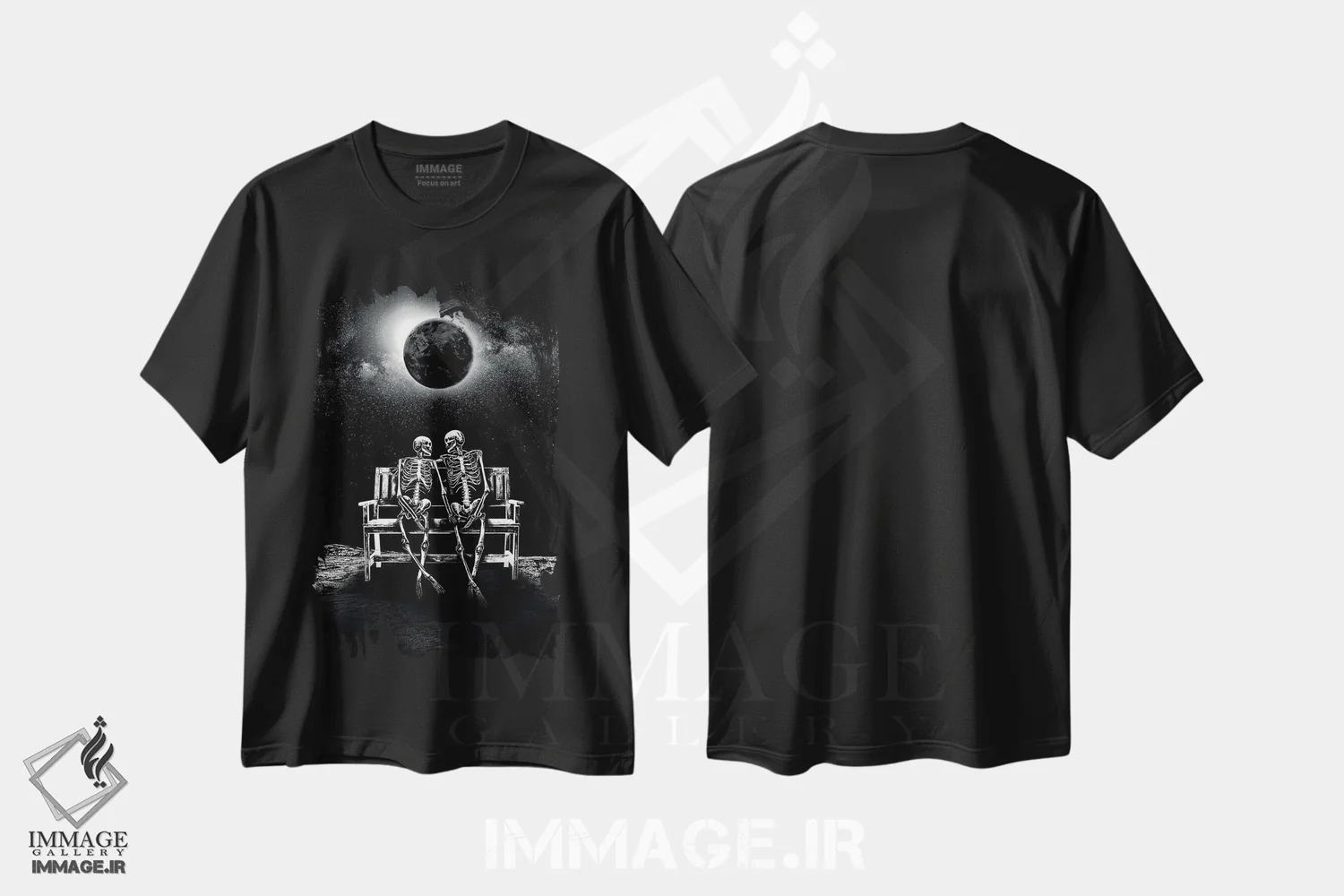 تیشرت مشکی طرح دار وابستگی، دکوراسیون جایگزین اثر جنید مورتیمر | فروشگاه ایماژ