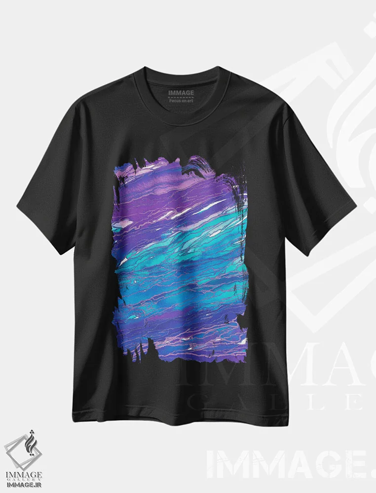 تیشرت مشکی طرح دار جادوی عقیق اثر جولیا دی سانو | فروشگاه ایماژ