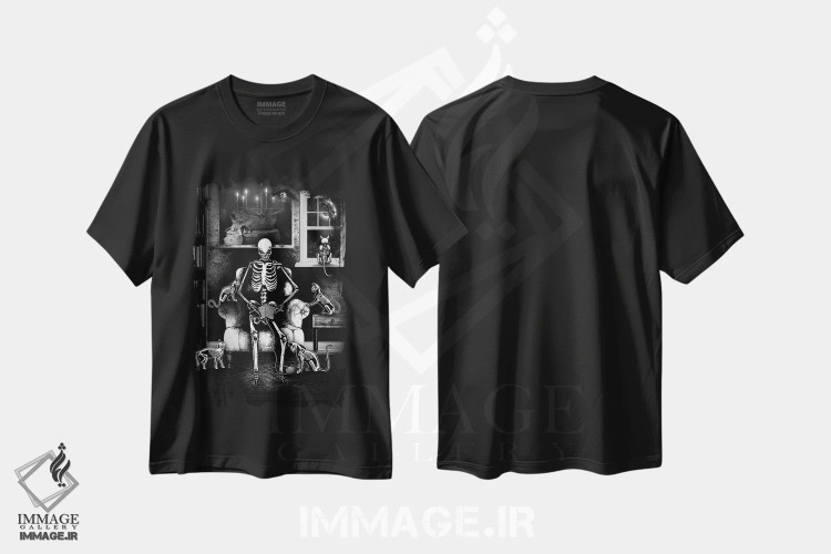 تیشرت مشکی طرح دار در جمع خوب، دکوراسیون جایگزین اثر جنید مورتیمر | immage.ir
