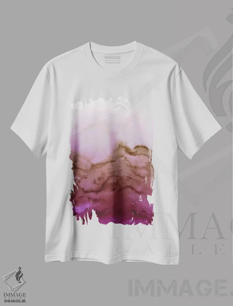 تیشرت سفید طرح دار امواج زمستانی ۸ اثر جولیا دی سانو | فروشگاه ایماژ