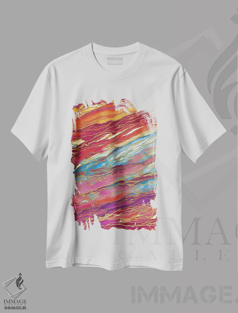تیشرت سفید طرح دار جادوی عقیق، آبستره اثر جولیا دی سانو | immage.ir