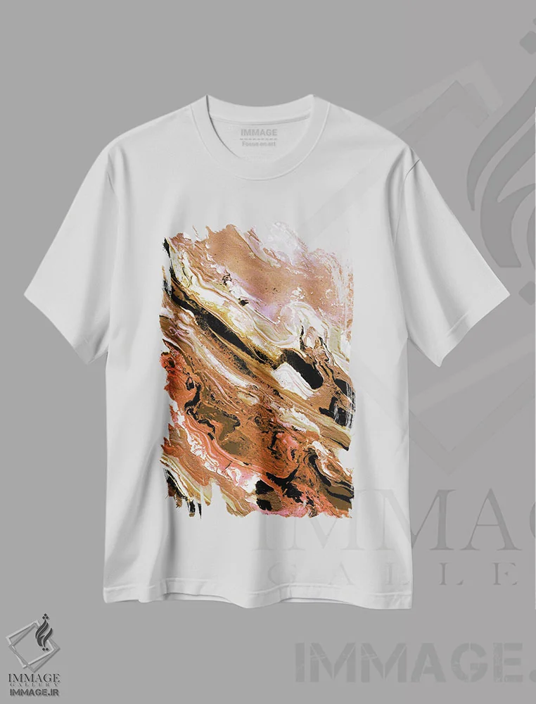 تیشرت سفید طرح دار بهمن رنگ ها یک اثر جولیا دی سانو | فروشگاه ایماژ
