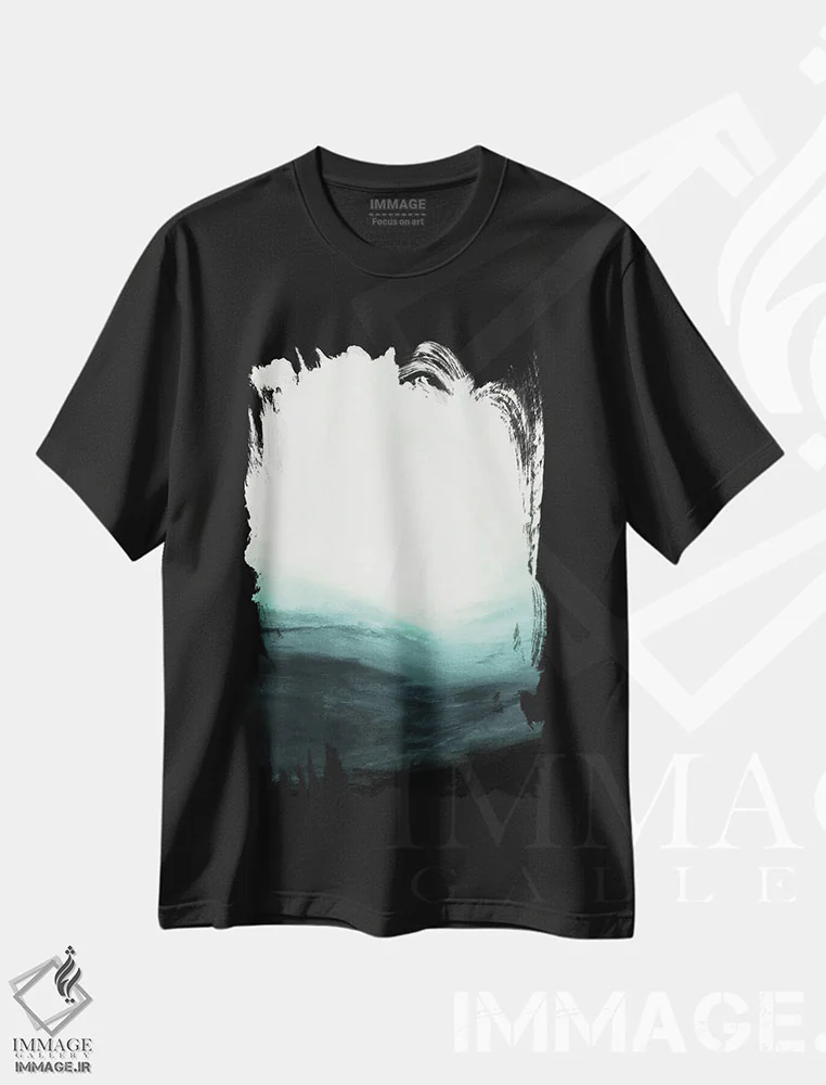 تیشرت مشکی طرح دار عنایت دوم اثر جولیا دی سانو | فروشگاه ایماژ