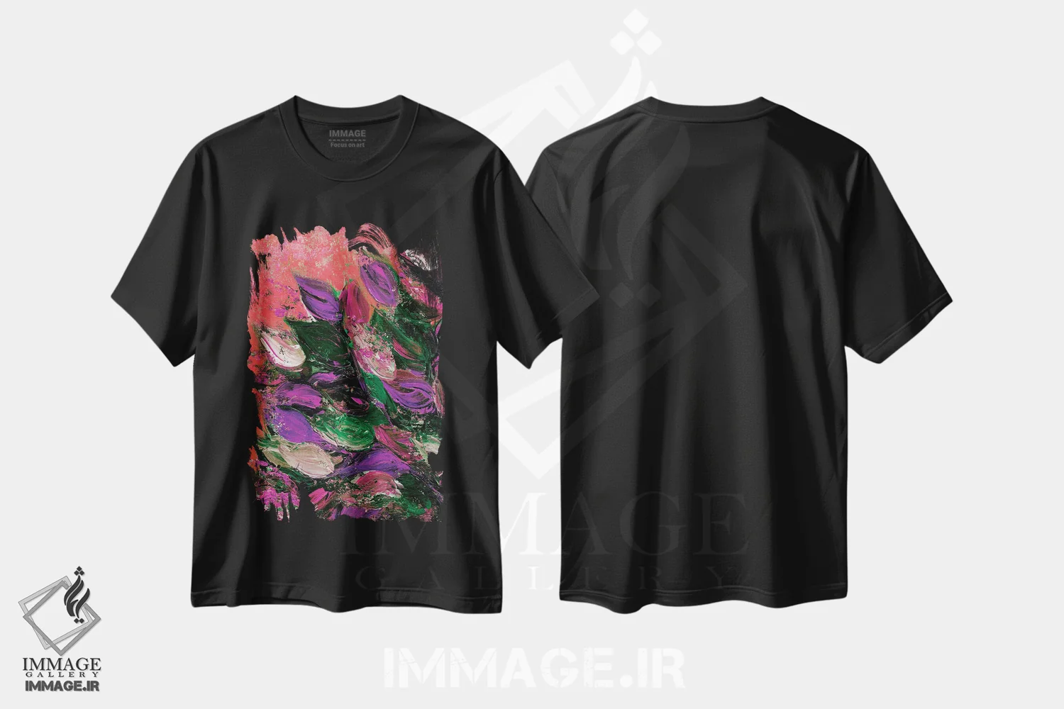 تیشرت مشکی طرح دار شکوفایی زیبا ششم، آبستره اثر جولیا دی سانو | immage.ir