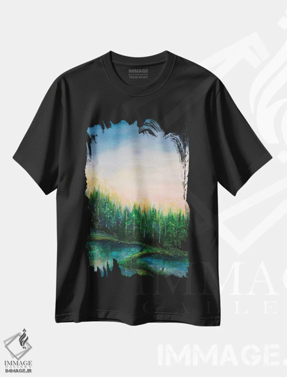 تیشرت مشکی طرح دار اقامتگاه جنگلی یک، دکور معاصر اثر جولیا دی سانو | immage.ir