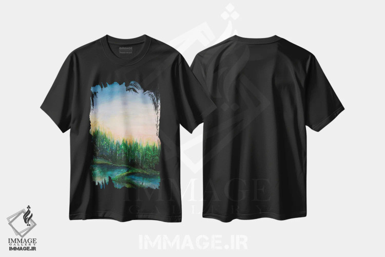 تیشرت مشکی طرح دار اقامتگاه جنگلی یک، دکور معاصر اثر جولیا دی سانو | immage.ir