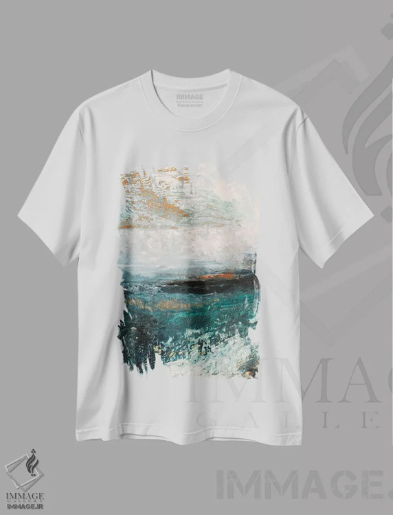 تیشرت سفید طرح دار مطالعهٔ منظرهٔ ساحلی دوم اثر جولیا دی سانو | immage.ir