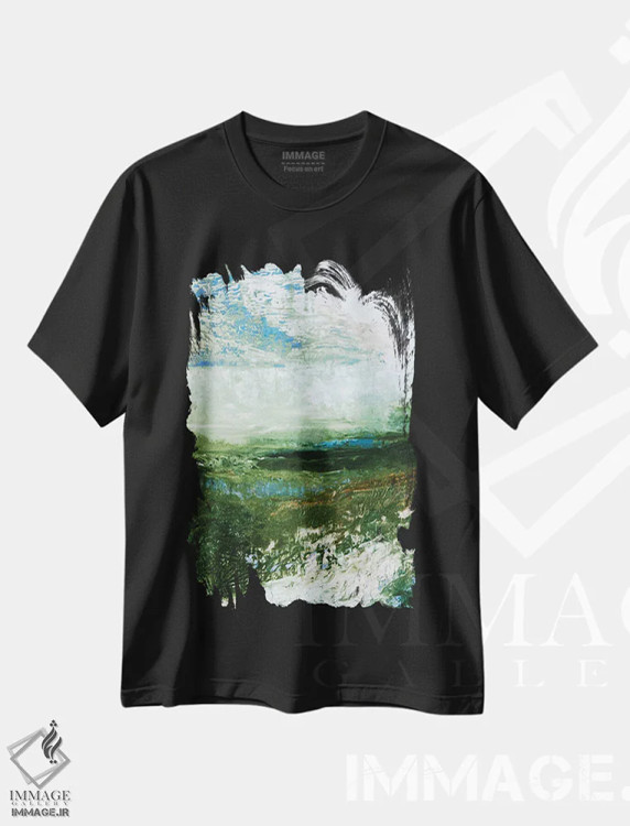 تیشرت مشکی طرح دار مطالعهٔ منظرهٔ ساحلی دو چهار اثر جولیا دی سانو | immage.ir