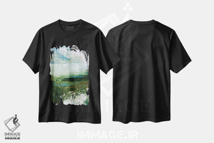 تیشرت مشکی طرح دار مطالعهٔ منظرهٔ ساحلی دو چهار اثر جولیا دی سانو | immage.ir