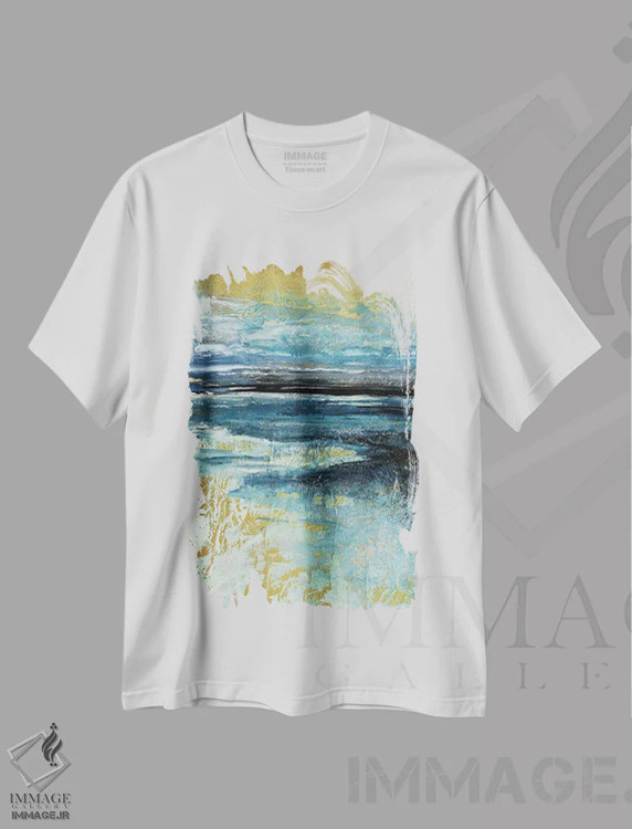تیشرت سفید طرح دار مطالعهٔ منظرهٔ ساحلی سوم یک اثر جولیا دی سانو | immage.ir