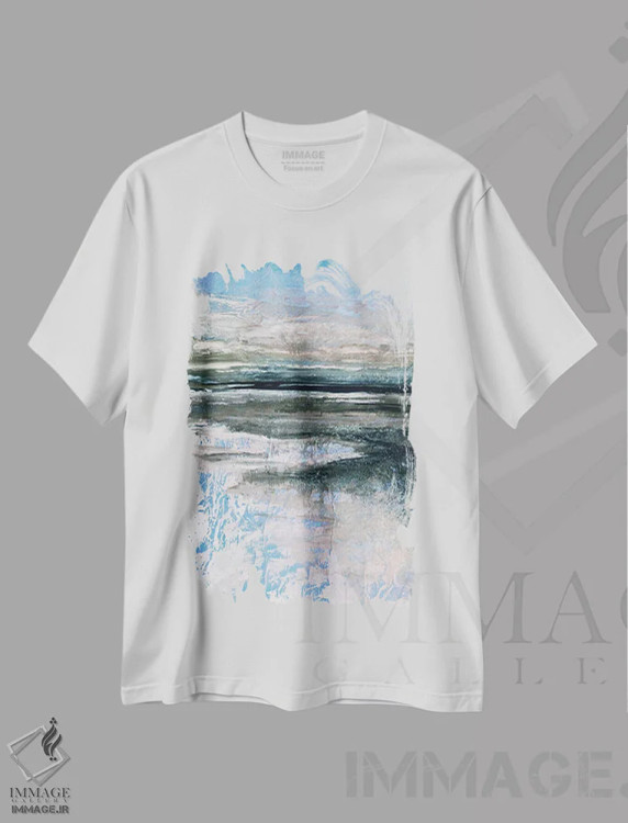 تیشرت سفید طرح دار مطالعهٔ منظرهٔ ساحلی سوم پنج اثر جولیا دی سانو | immage.ir