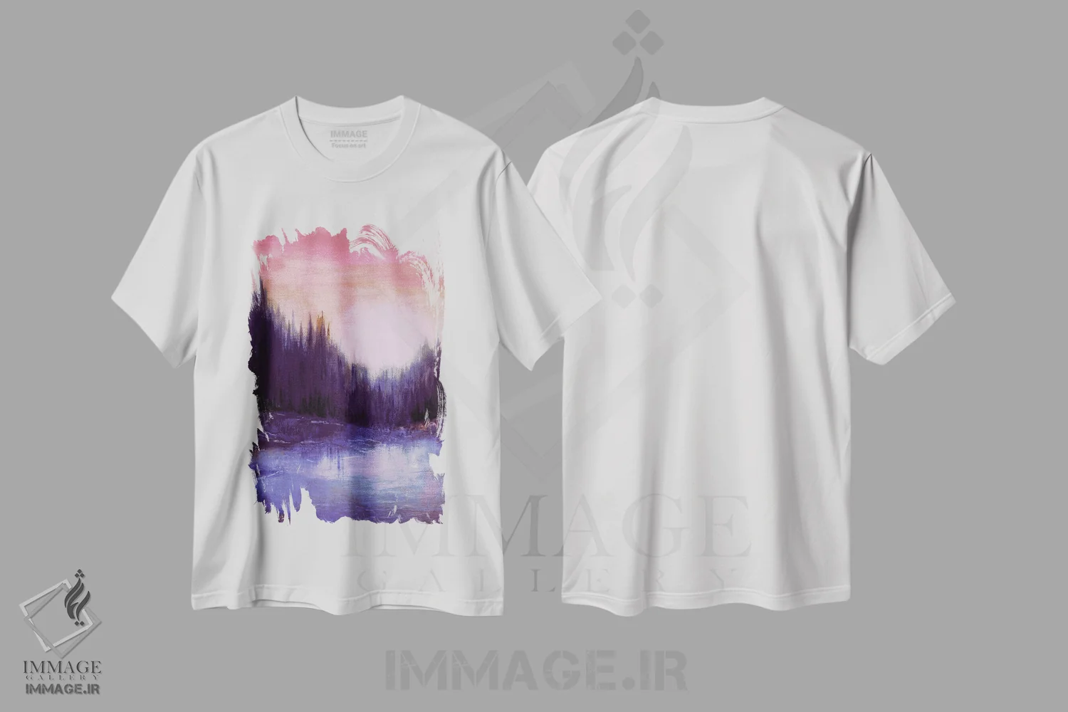 تیشرت سفید طرح دار پژواک های جنگلی پنج، آبستره اثر جولیا دی سانو | immage.ir