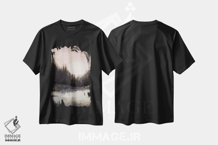 تیشرت مشکی طرح دار پژواک های جنگلی یک، آبستره اثر جولیا دی سانو | immage.ir