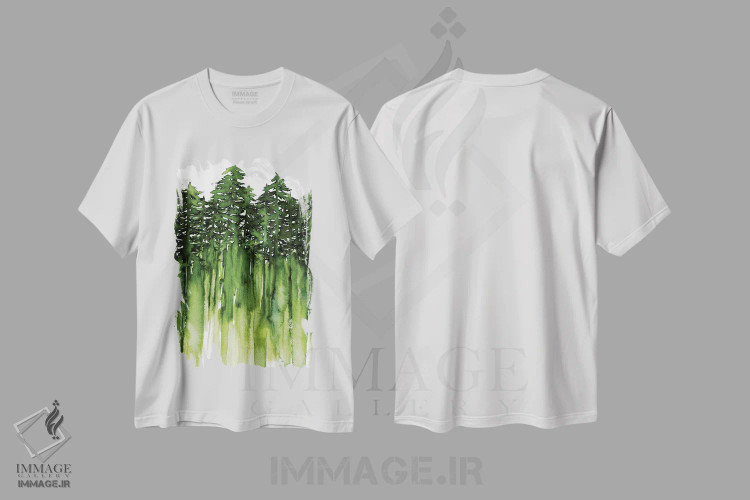 تیشرت سفید طرح دار جنگل میان درختان یک، دکور معاصر اثر جولیا دی سانو | immage.ir