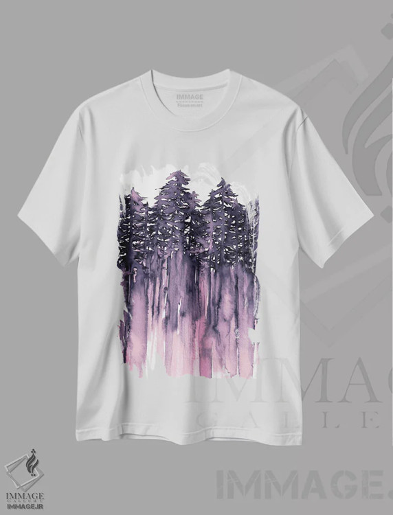 تیشرت سفید طرح دار جنگل میان درختان سه، دکور معاصر اثر جولیا دی سانو | immage.ir
