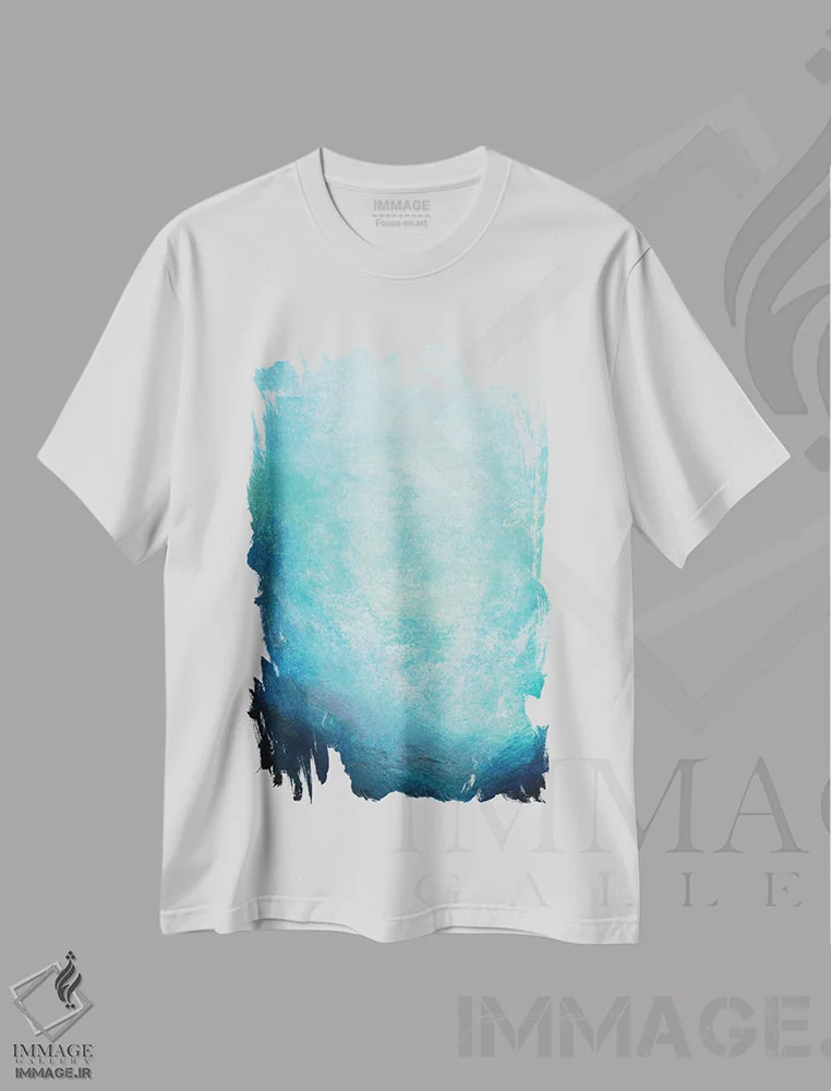 تیشرت سفید طرح دار کف آب یک اثر جولیا دی سانو | فروشگاه ایماژ