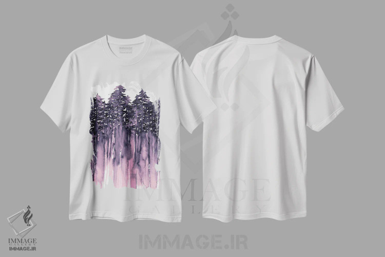 تیشرت سفید طرح دار جنگل میان درختان سه، دکور معاصر اثر جولیا دی سانو | immage.ir