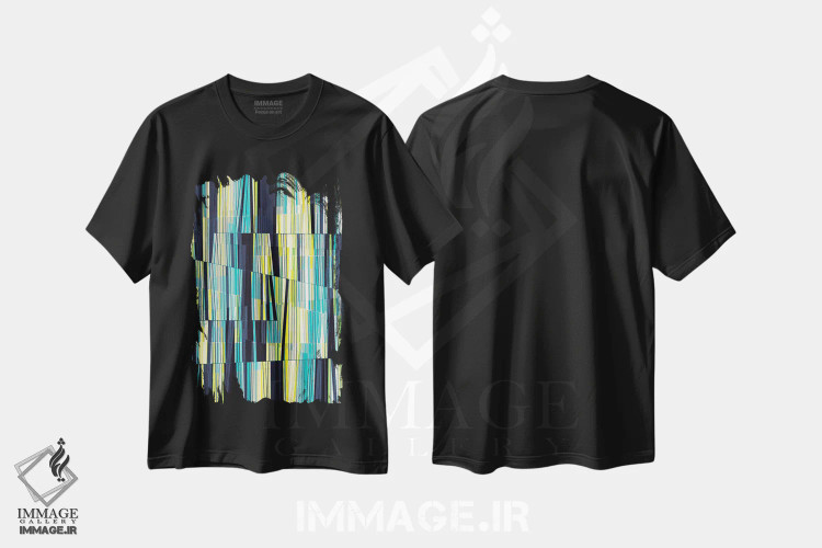 تیشرت مشکی طرح دار میزان های برابر I، آبستره اثر جولیا دی سانو | immage.ir