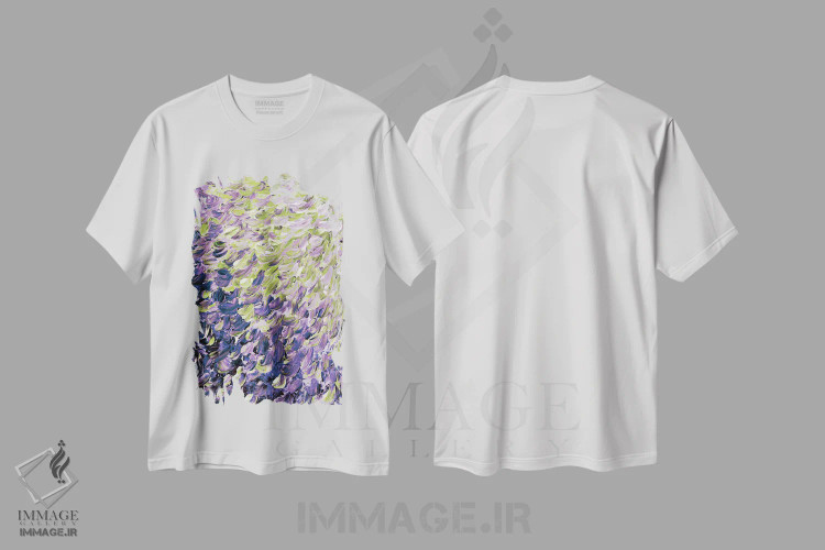 تیشرت سفید طرح دار پرهای یخ زده III اثر جولیا دی سانو | immage.ir