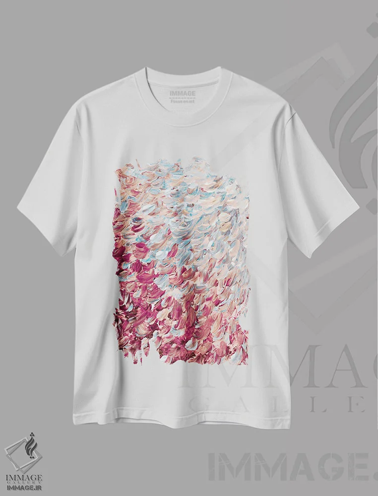 تیشرت سفید طرح دار پرهای یخ زده IV اثر جولیا دی سانو | فروشگاه ایماژ
