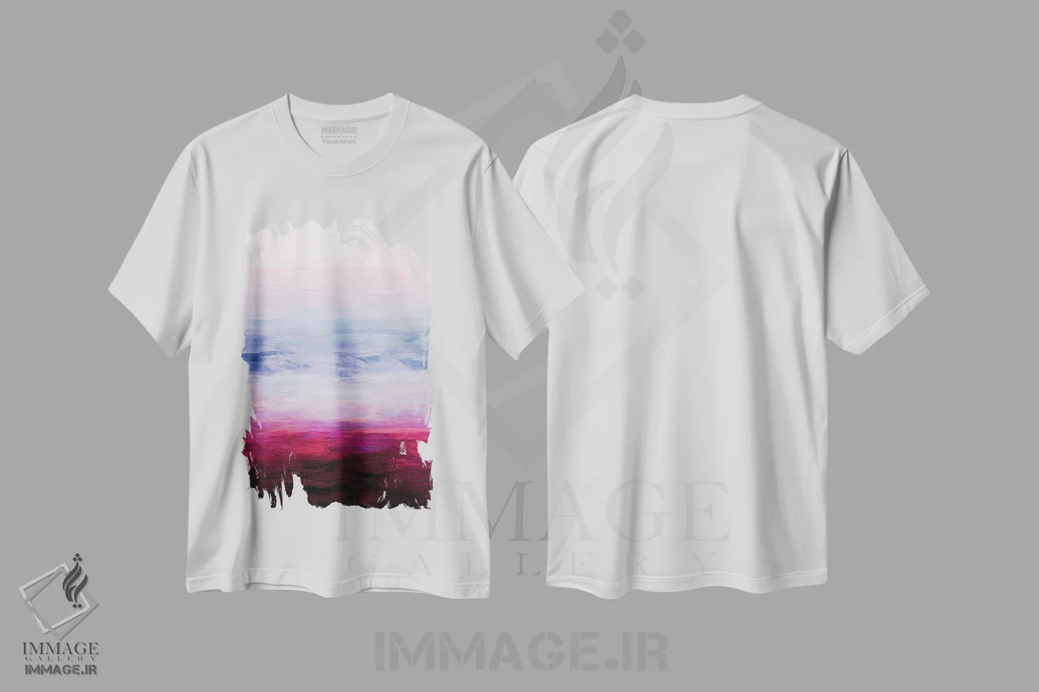 تیشرت سفید طرح دار سر در ابرها I ارغوانی پرینکِل اثر جولیا دی سانو | فروشگاه ایماژ