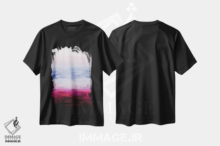 تیشرت مشکی طرح دار سر در ابرها I ارغوانی پرینکِل اثر جولیا دی سانو | immage.ir