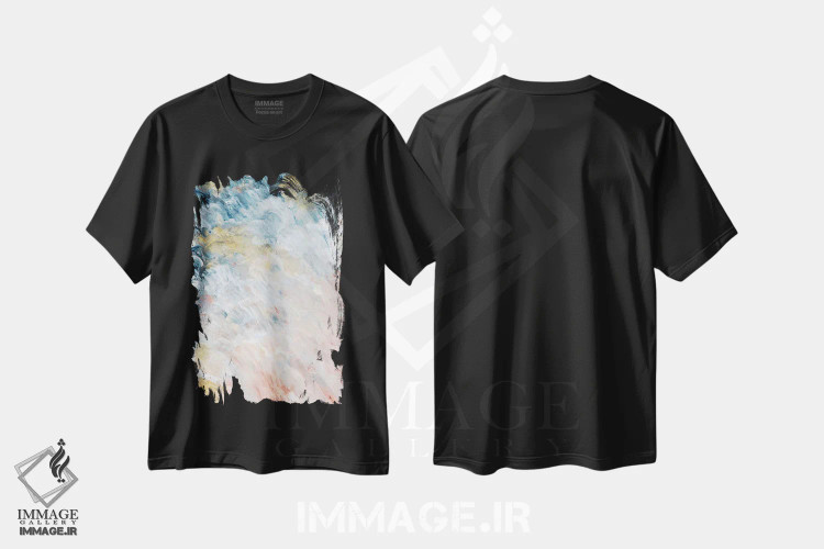 تیشرت مشکی طرح دار همه چیز تغییر می کند I صورتی طلایی آبی اثر جولیا دی سانو | فروشگاه ایماژ