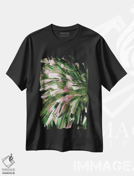 تیشرت مشکی طرح دار انفجار گیاهی VI، آبستره اثر جولیا دی سانو | فروشگاه ایماژ