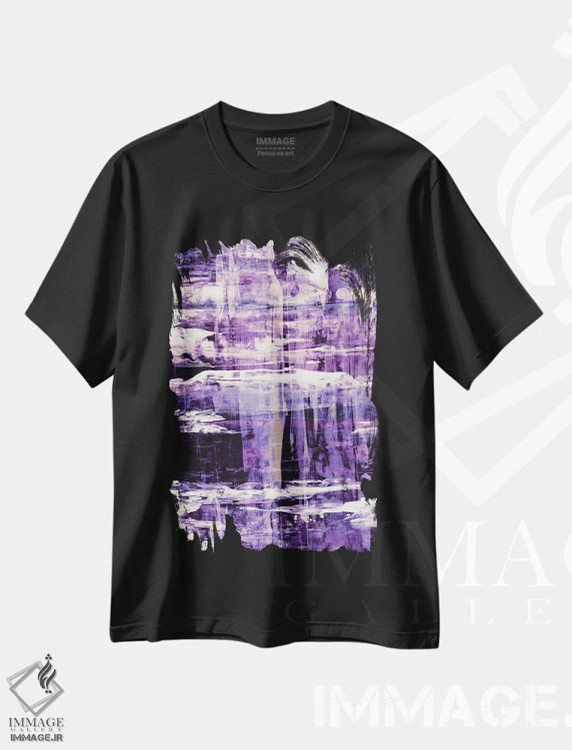 تیشرت مشکی طرح دار ورطه I اسطوخودوس آلویی بنفش اثر جولیا دی سانو | فروشگاه ایماژ