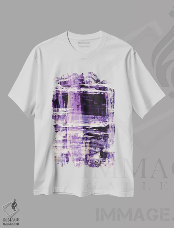 تیشرت سفید طرح دار ورطه II اسطوخودوس آلویی بنفش اثر جولیا دی سانو | فروشگاه ایماژ