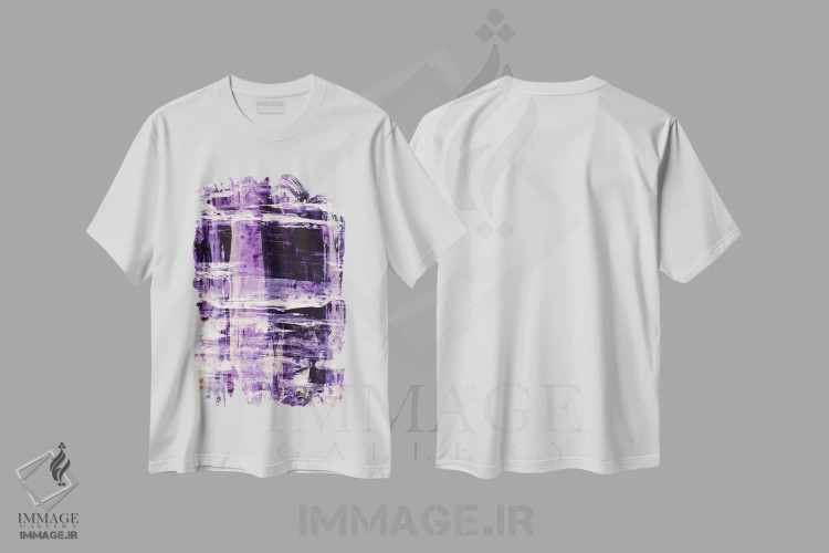 تیشرت سفید طرح دار ورطه II اسطوخودوس آلویی بنفش اثر جولیا دی سانو | فروشگاه ایماژ