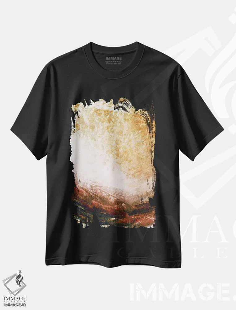 تیشرت مشکی طرح دار آفرینش I، آبستره اثر جولیا دی سانو | فروشگاه ایماژ