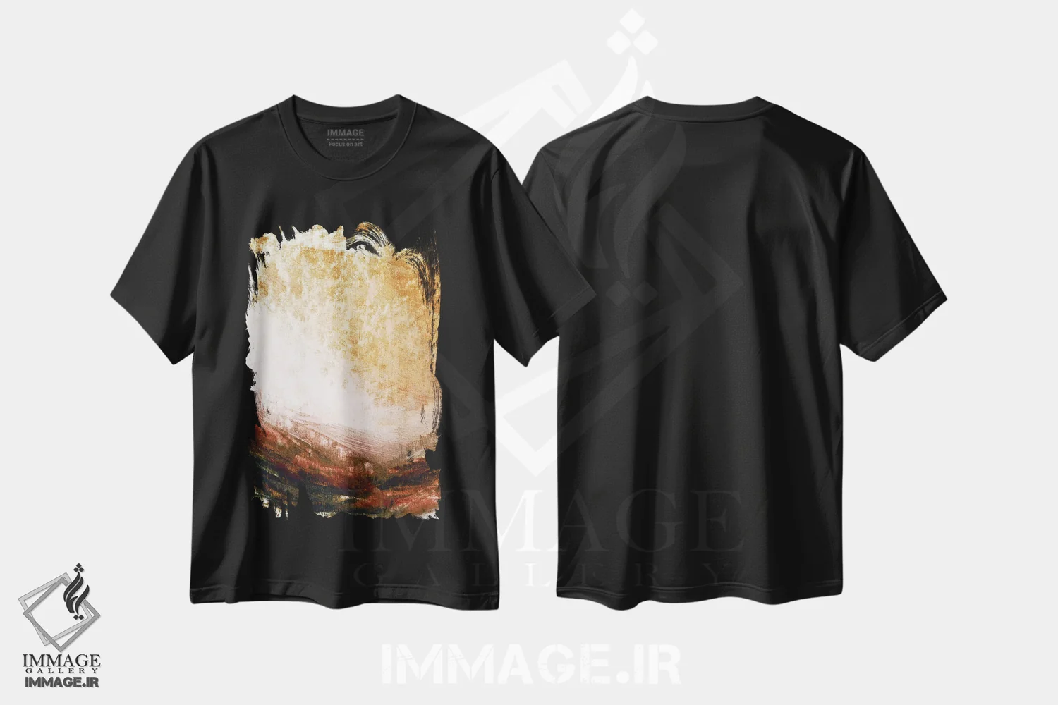 تیشرت مشکی طرح دار آفرینش I، آبستره اثر جولیا دی سانو | فروشگاه ایماژ