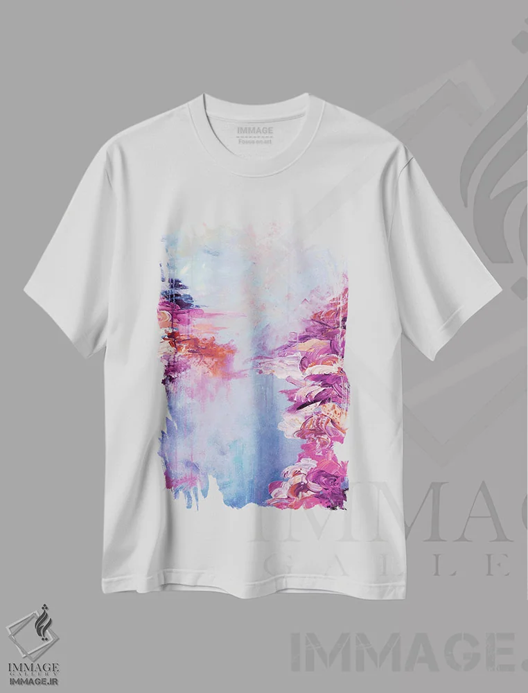 تیشرت سفید طرح دار فرار به کنار دریاچه IV اثر جولیا دی سانو | immage.ir