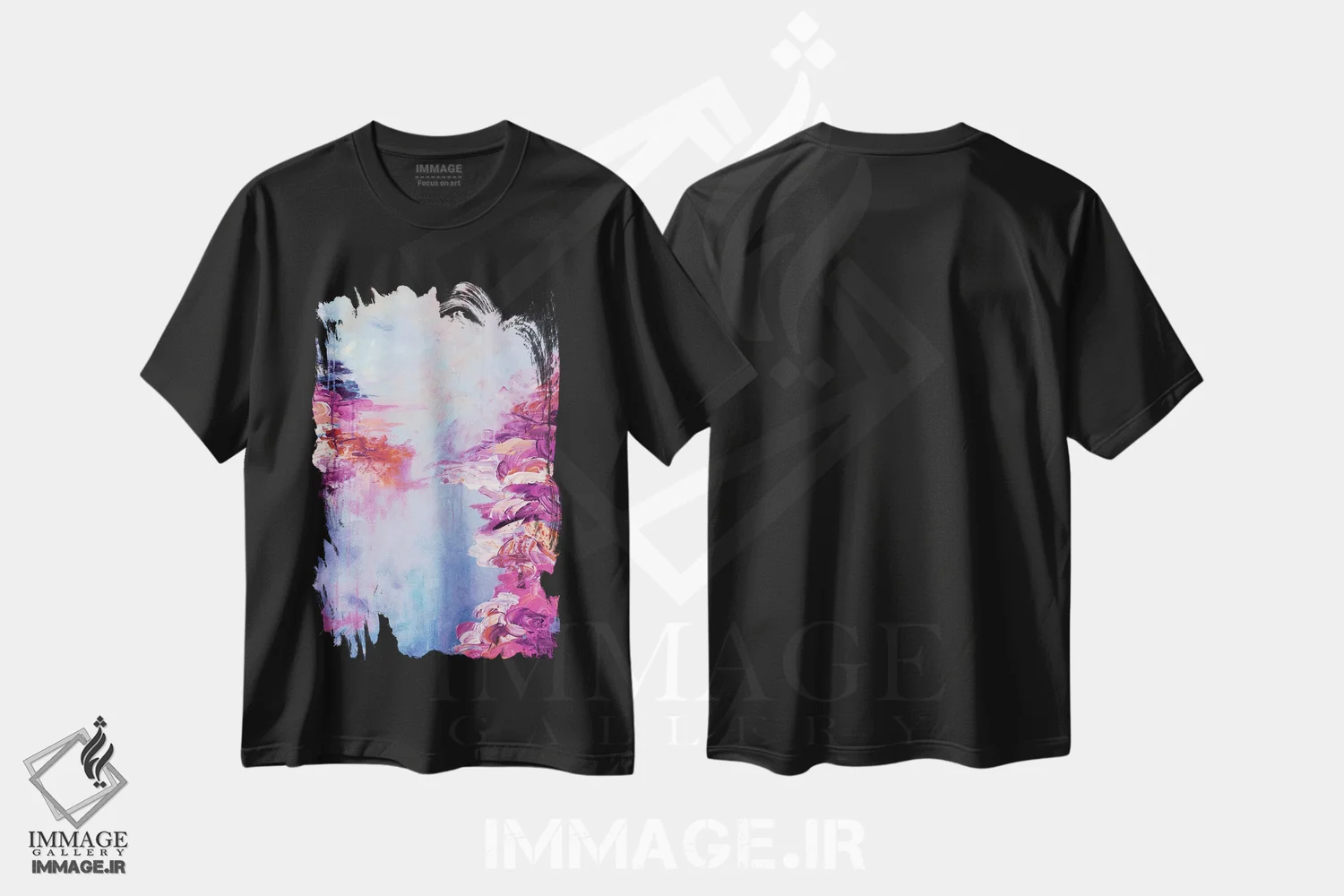 تیشرت مشکی طرح دار فرار به کنار دریاچه IV اثر جولیا دی سانو | فروشگاه ایماژ
