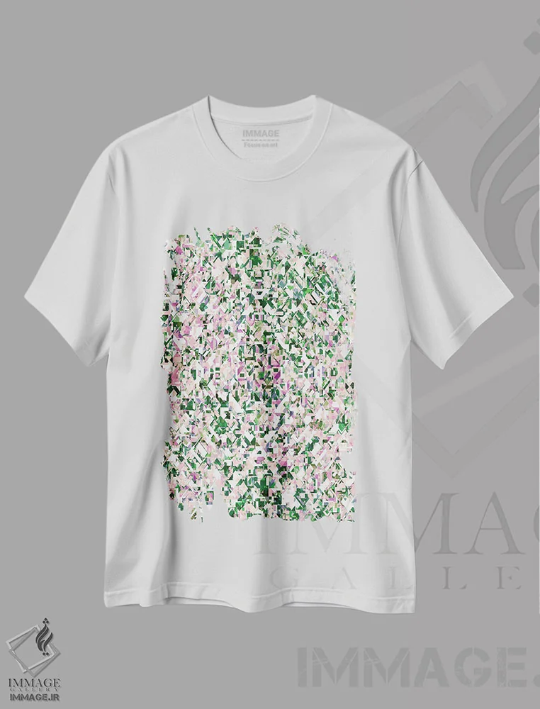 تیشرت سفید طرح دار باغ تکه تکه I اثر جولیا دی سانو | فروشگاه ایماژ