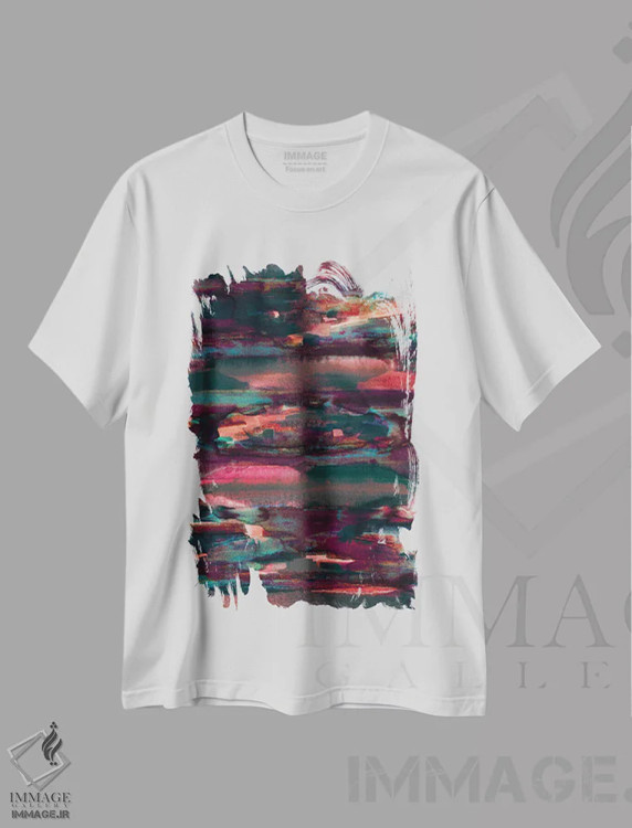 تیشرت سفید طرح دار جریان تیره I اثر جولیا دی سانو | فروشگاه ایماژ
