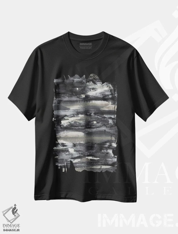تیشرت مشکی طرح دار جریان تیره VII اثر جولیا دی سانو | immage.ir