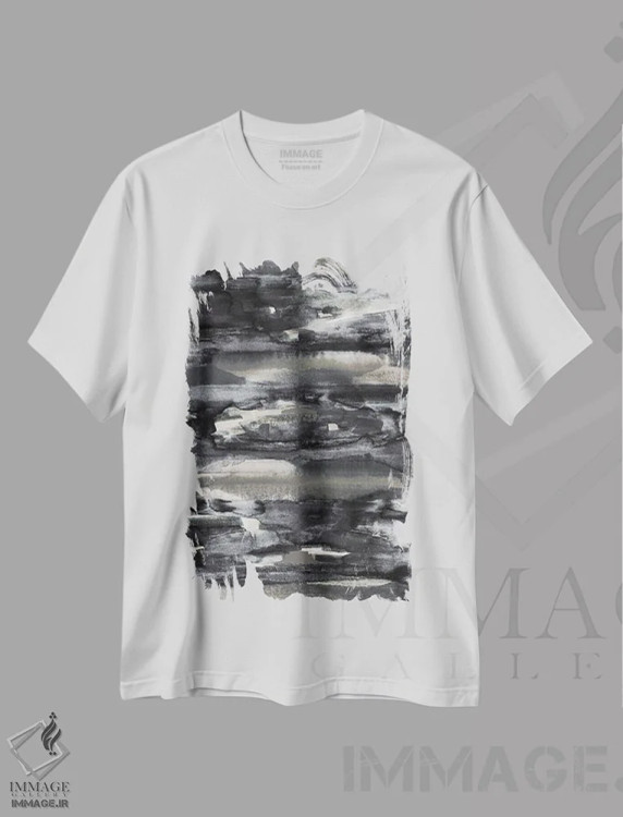 تیشرت سفید طرح دار جریان تیره VII اثر جولیا دی سانو | فروشگاه ایماژ